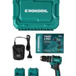 Профессиональная ударная дрель-шуруповерт Rokodil Twist 3 Pro, 21 В, 80 Нм, 2 АКБ